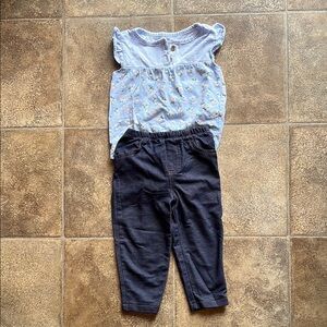 Carters 18months Floral Top and Dark Pants Set